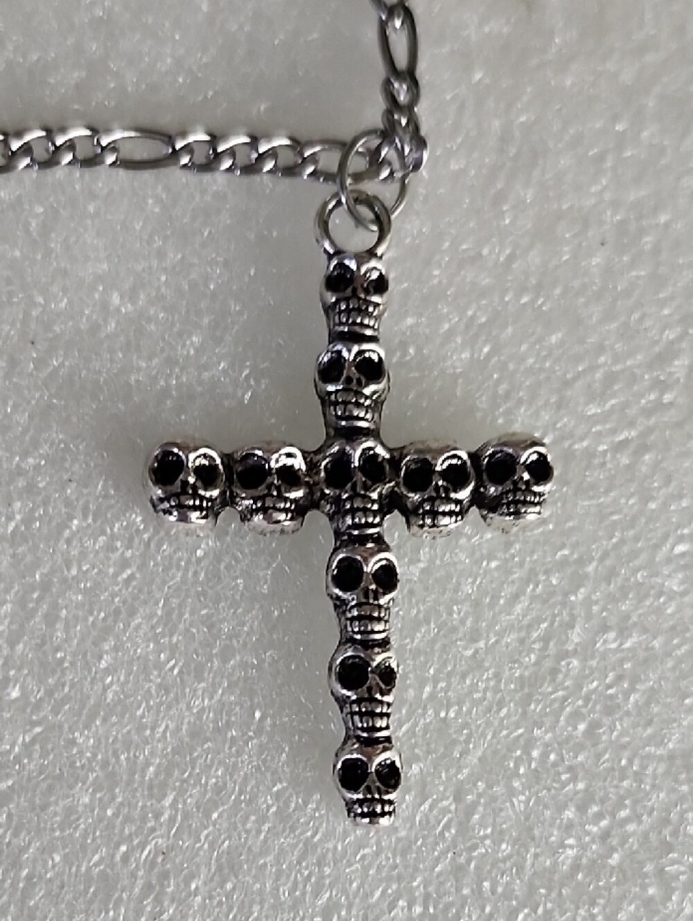 Hand Crafted Silver Skull Cross Necklace